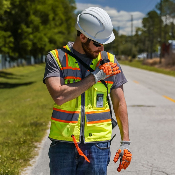 DOME75® OMNI SERIES ANSI Class 2 Hi-Vis Contrast Heavy Duty Surveyors Vest with ProPocket™ - OV6123