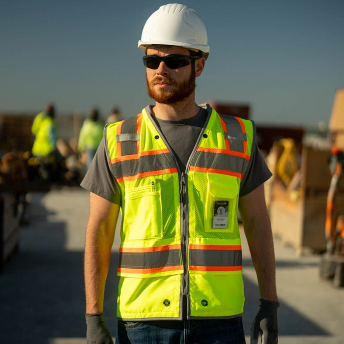 DOME75® OMNI SERIES ANSI Class 2 Hi-Vis Contrast Heavy Duty Surveyors Vest with ProPocket™ - OV6123