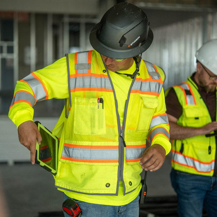 DOME75® OMNI SERIES ANSI Class 2 Hi-Vis Contrast Heavy Duty Surveyors Vest with ProPocket™ - OV6123