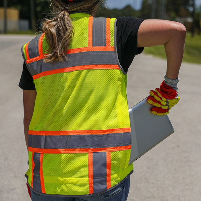 DOME75®  ANSI Class 2 Hi-Vis Contrast Women's Heavy Duty Surveyors Vest with ProPocket™ - OV6123W