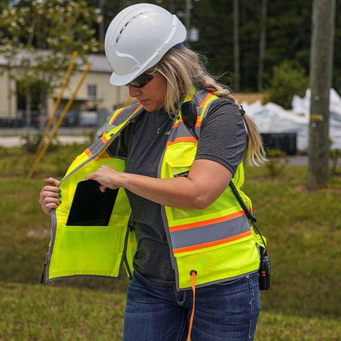 DOME75®  ANSI Class 2 Hi-Vis Contrast Women's Heavy Duty Surveyors Vest with ProPocket™ - OV6123W