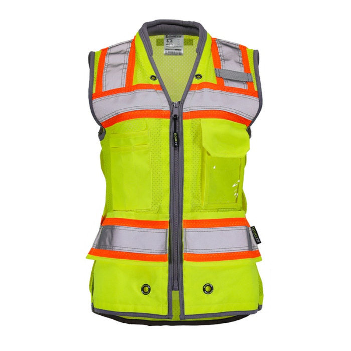 DOME75®  ANSI Class 2 Hi-Vis Contrast Women's Heavy Duty Surveyors Vest with ProPocket™ - OV6123W