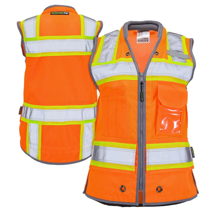 DOME75®  ANSI Class 2 Hi-Vis Contrast Women's Heavy Duty Surveyors Vest with ProPocket™ - OV6123W