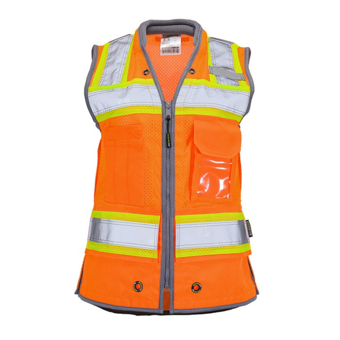 DOME75®  ANSI Class 2 Hi-Vis Contrast Women's Heavy Duty Surveyors Vest with ProPocket™ - OV6123W