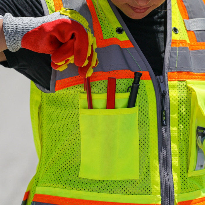 DOME75®  ANSI Class 2 Hi-Vis Contrast Women's Heavy Duty Surveyors Vest with ProPocket™ - OV6123W