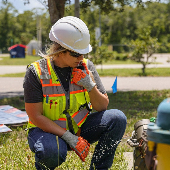 DOME75®  ANSI Class 2 Hi-Vis Contrast Women's Heavy Duty Surveyors Vest with ProPocket™ - OV6123W