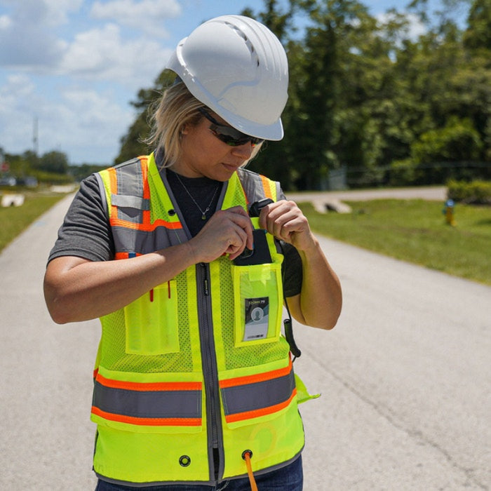 DOME75®  ANSI Class 2 Hi-Vis Contrast Women's Heavy Duty Surveyors Vest with ProPocket™ - OV6123W