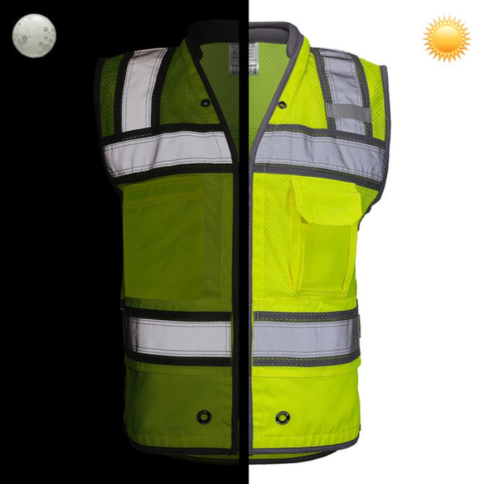 DOME75® OMNI SERIES Hi-Vis ANSI Class 2 Heavy Duty Contrast Utility Vest with ProPocket® - OV6124-HY