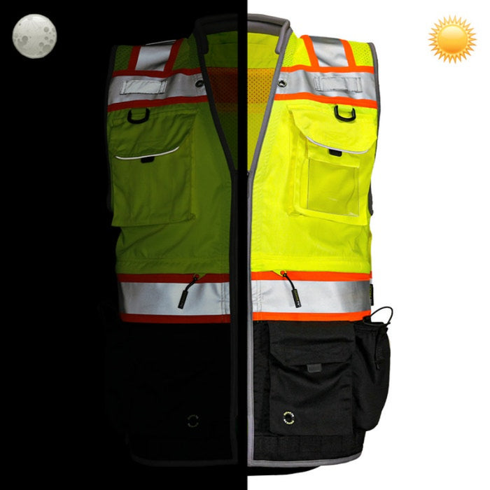 DOME75® OMNI SERIES ANSI Class 2 Black Bottom Solid Front Heavy-Duty Utility Vest - OV8725