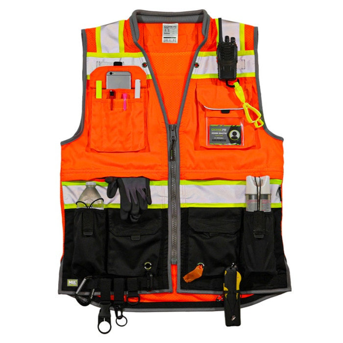 DOME75® OMNI SERIES ANSI Class 2 Black Bottom Solid Front Heavy-Duty Utility Vest - OV8725
