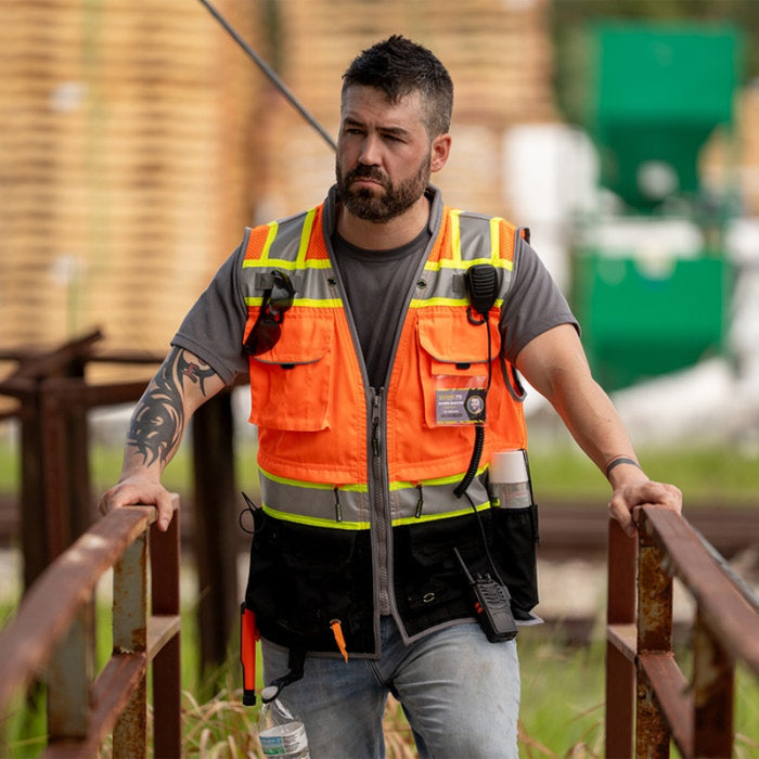DOME75® OMNI SERIES ANSI Class 2 Black Bottom Solid Front Heavy-Duty Utility Vest - OV8725