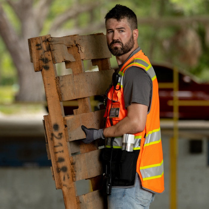 DOME75® OMNI SERIES ANSI Class 2 Black Bottom Solid Front Heavy-Duty Utility Vest - OV8725