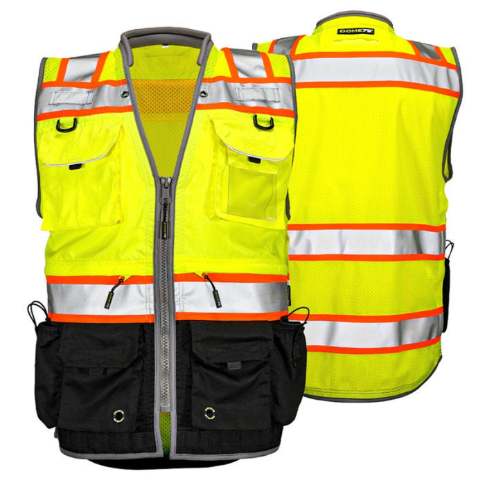 DOME75® OMNI SERIES ANSI Class 2 Black Bottom Solid Front Heavy-Duty Utility Vest - OV8725