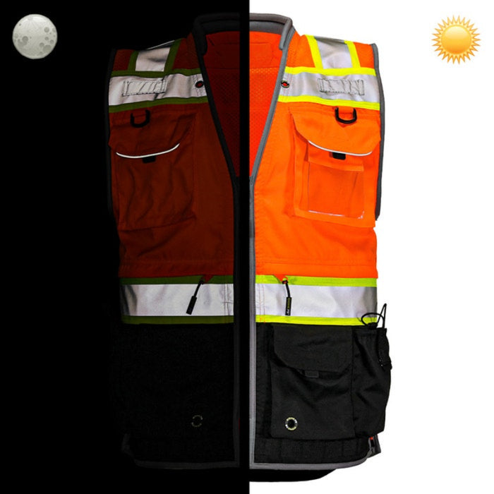 DOME75® OMNI SERIES ANSI Class 2 Black Bottom Solid Front Heavy-Duty Utility Vest - OV8725