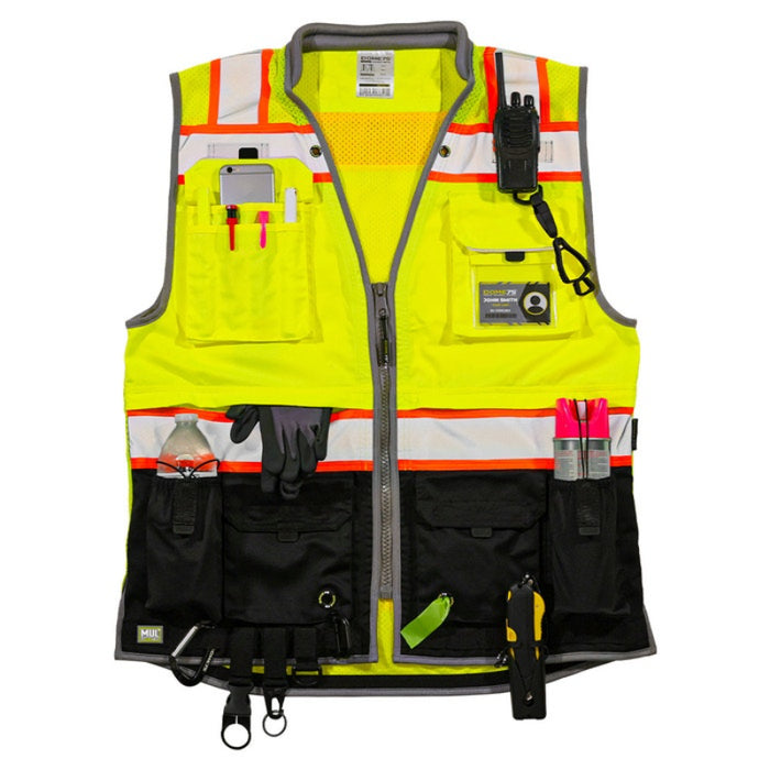 DOME75® OMNI SERIES ANSI Class 2 Black Bottom Solid Front Heavy-Duty Utility Vest - OV8725