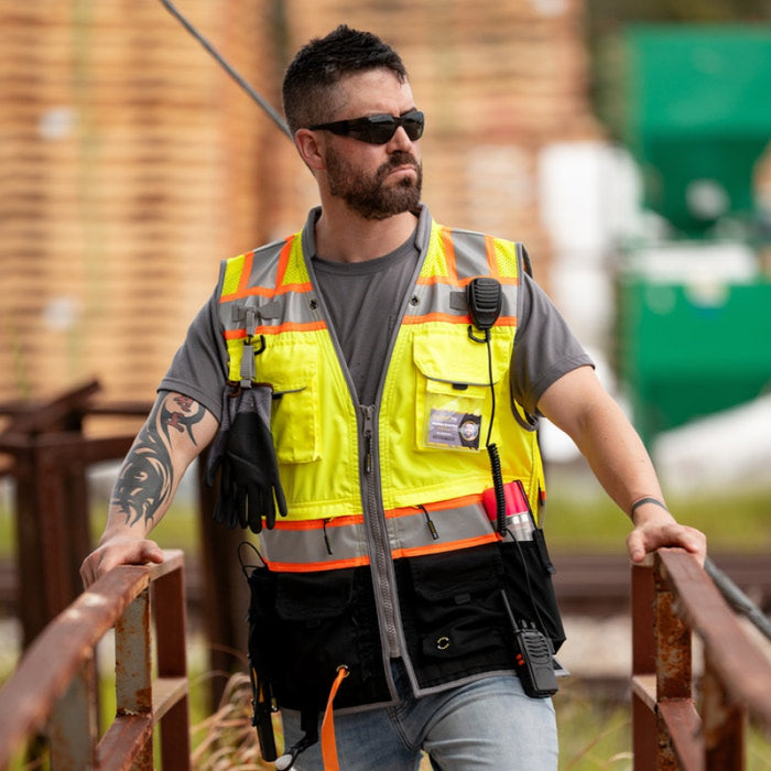 DOME75® OMNI SERIES ANSI Class 2 Black Bottom Solid Front Heavy-Duty Utility Vest - OV8725
