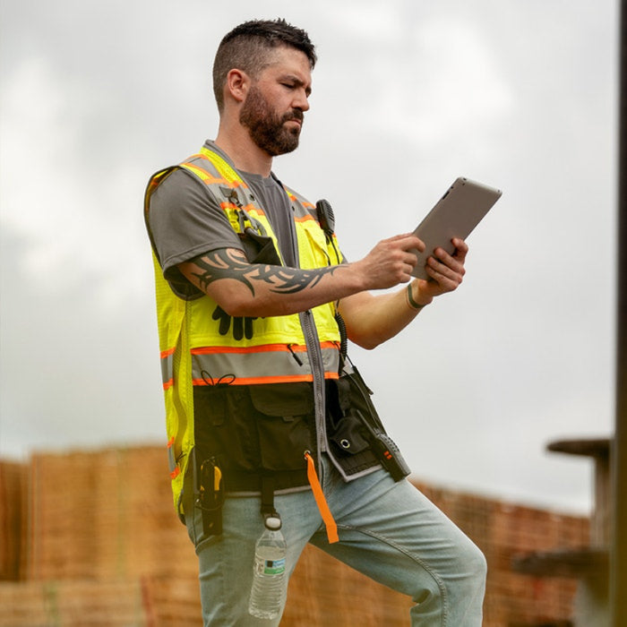 DOME75® OMNI SERIES ANSI Class 2 Black Bottom Solid Front Heavy-Duty Utility Vest - OV8725