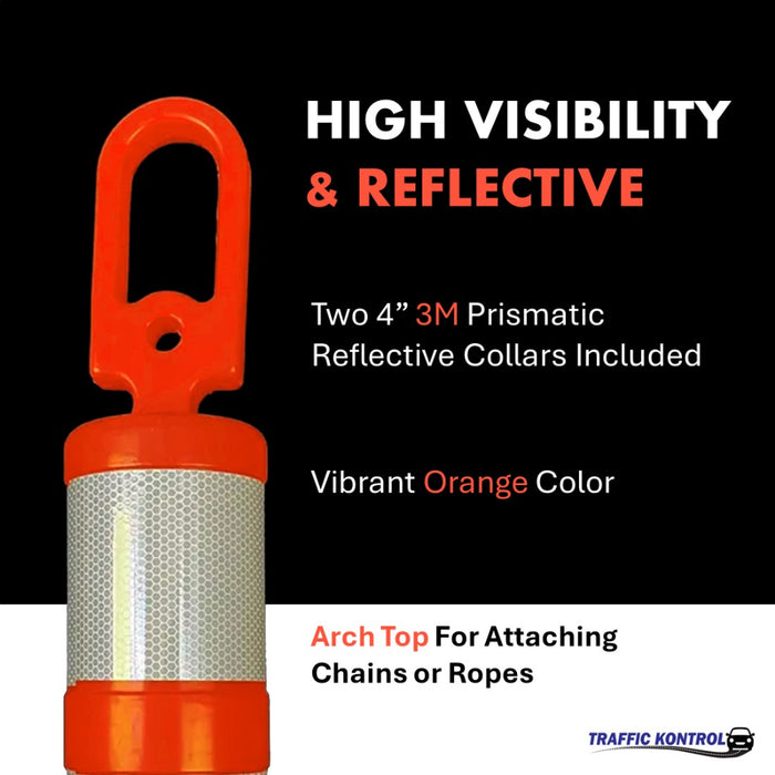 thumbnail image 2 of Traffic Delineator Post Kit - 12 Pack, 44" Orange Posts With Reflective Bands & Rubber Base 2 of 3