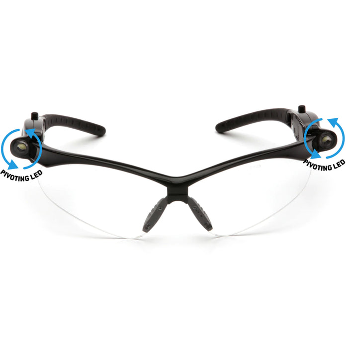 PMXTREME Safety Glasses with Bright Pivoting LED - Rubber Nosepiece and Tips