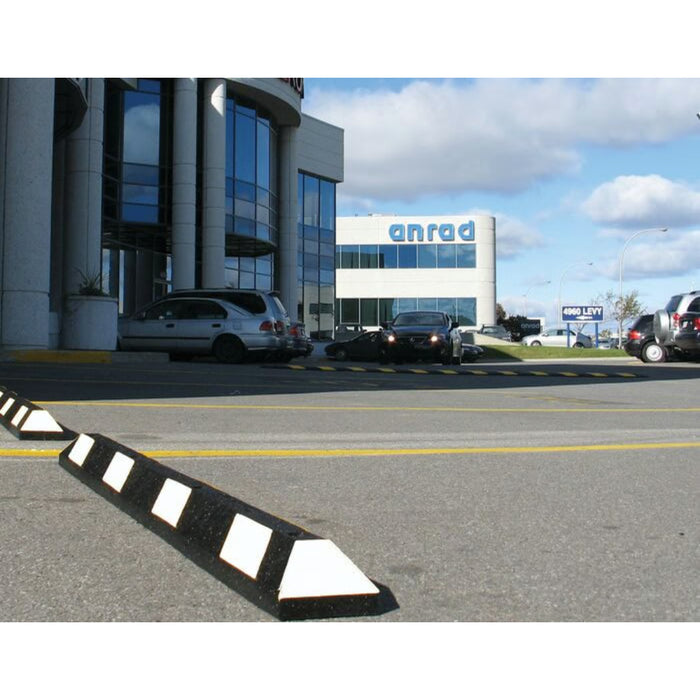 Park-It® Parking Stop Curb - Black with White Stripes - 6' Feet Long - Rubber - GNRS1620WH