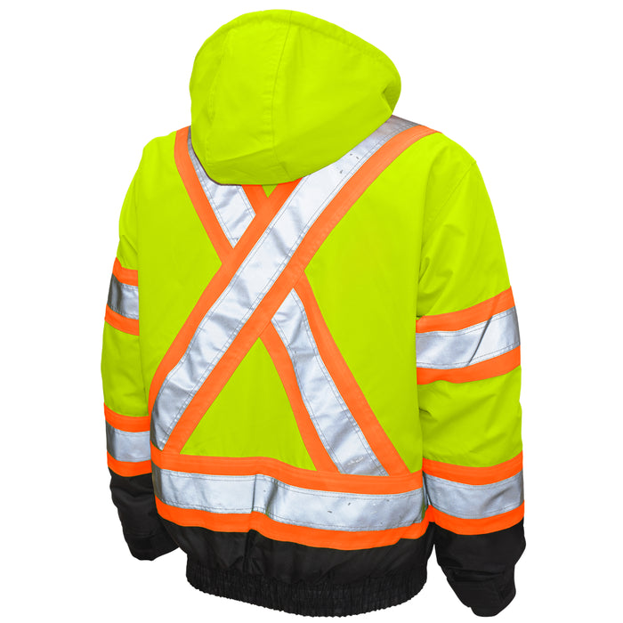 Tough Duck Poly Oxford 3-In-1 Hi-Vis Safety Bomber Jacket with Fleece Liner - S413