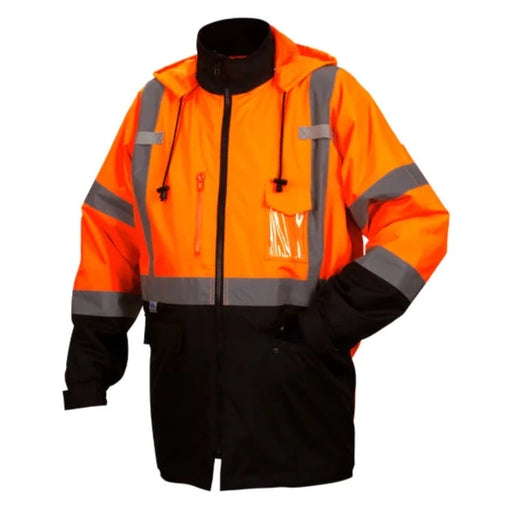 Pyramex Black Bottom Parka - Weatherproof Bomber Safety Jacket - ANSI Class 3 - RP31