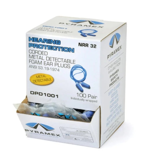 Pyramex Corded Metal Detectable and Disposable Foam Ear Plugs - DPD1001