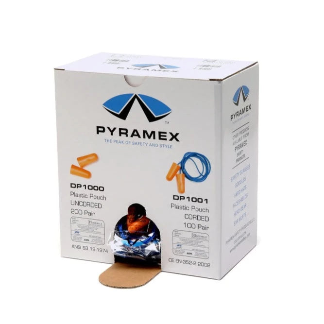 Pyramex Corded Polyurethane Disposable Earplugs - 31 NRR - DP1001