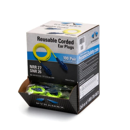Pyramex Corded Reusable Earplugs - 26 NRR - RP2001