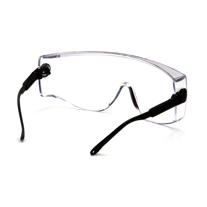 Pyramex® Defiant Jumbo Safety Glasses - Black Adjustable Temples - Large Clear Lens - SB1010SJ