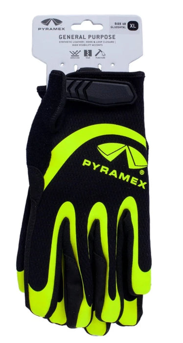 Pyramex Hi-Vis Abrasion Resistant Touchscreen Capability Safety Gloves - GL105HT