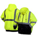 Pyramex Hi-Vis Black Bottom Safety Zipper Sweatshirt with Hood - Type R ANSI Class 3 - RSZH32