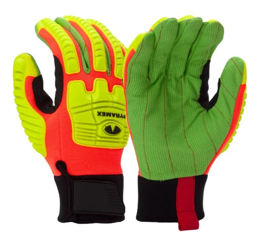 Pyramex Hi-Vis Cut Resistant ANSI Cut Level 2 Impact Safety Gloves - GL803C