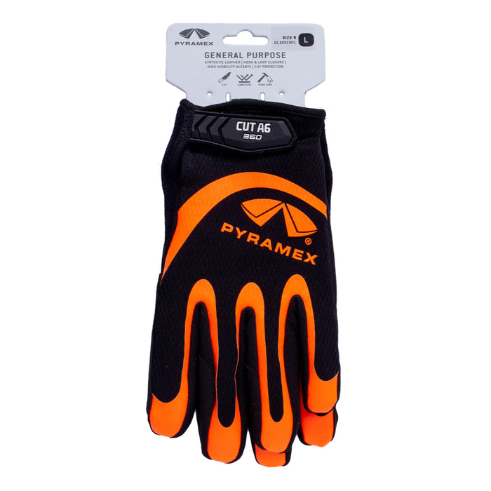 Pyramex® Hi-Vis Cut Resistant ANSI Cut Level A6 Safety Gloves - GL105CHT