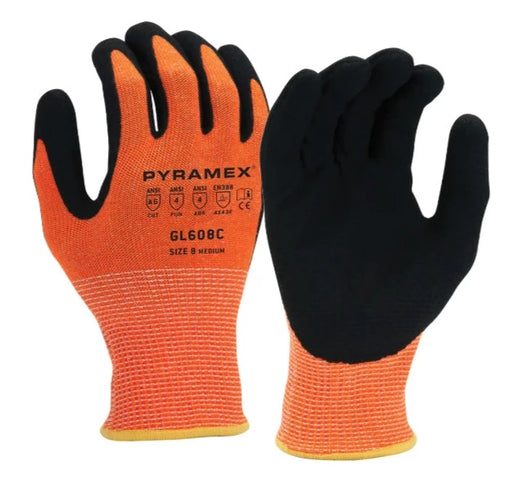 Pyramex Hi-Vis Punture Resistant ANSI Cut Level A6 Safety Gloves - GL608C
