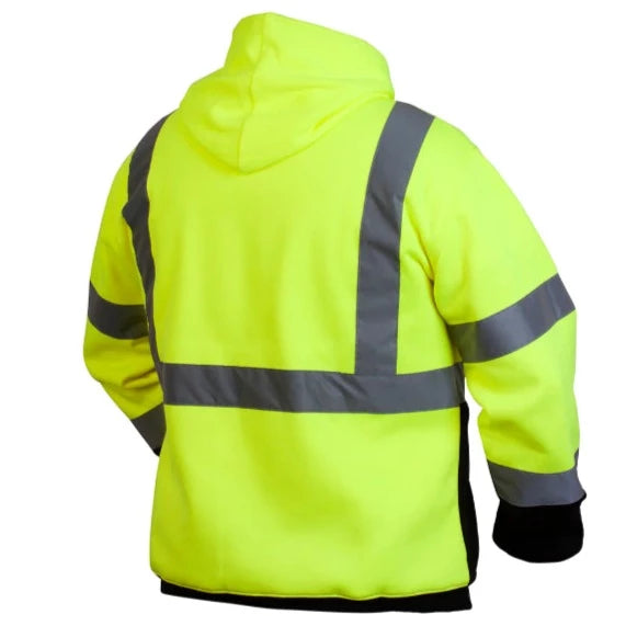 Pyramex® Hi Vis Black Bottom Pullover Safety Sweatshirt with Hood - ANSI Class 3 - RSSH32