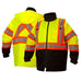 Pyramex Hi Vis Waterproof Parka - Quilted Lining Black Bottom Safety Jacket - X-Back - ANSI Class 3 - RCP32