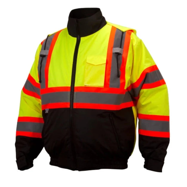 Pyramex® Hi Vis Waterproof X-Back Two-Tone Bomber Safety Jacket - ANSI ...