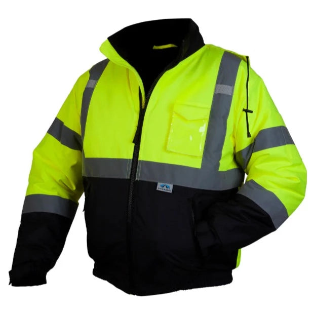 Pyramex® Hi Vis Waterproof Black Bottom Bomber Safety Jacket - Type R ...