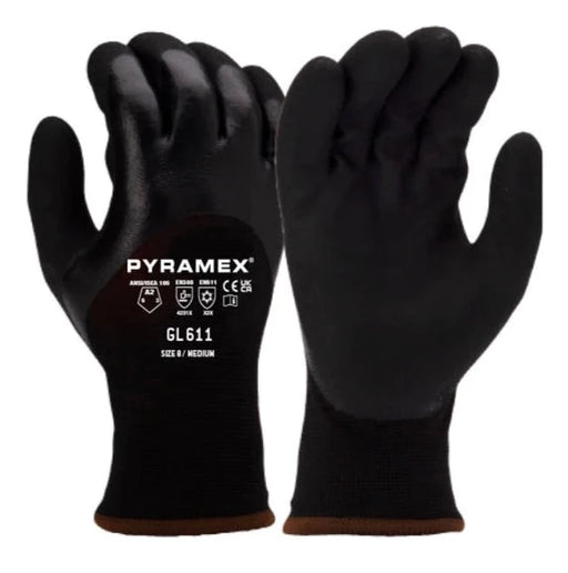 Pyramex Insulated Double Nitrile Dipped - ANSI Cut level 2 Safety Work Gloves - GL611