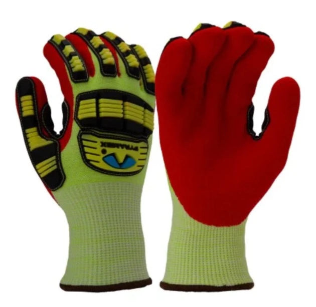 Pyramex Insulated Nitrile Dipped - Hi Vis ANSI Cut level 6 Safety Work Gloves - GL612C