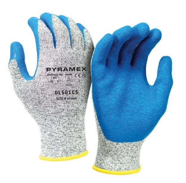 Pyramex Latex Dipped Cut Resistant ANSI Cut Level A4 Safety Gloves - GL501C5