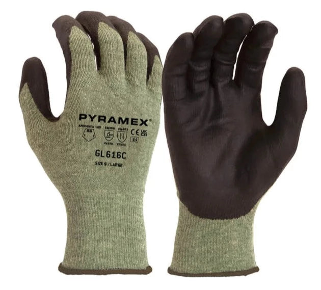 Pyramex Nitrile Dipped Tear Resistant ANSI Cut Level A6 Safety Gloves - GL616C