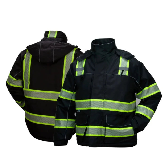 Pyramex® Reflective Parka - Waterproof Black Safety Jacket - ANSI Class 1 - RPB35