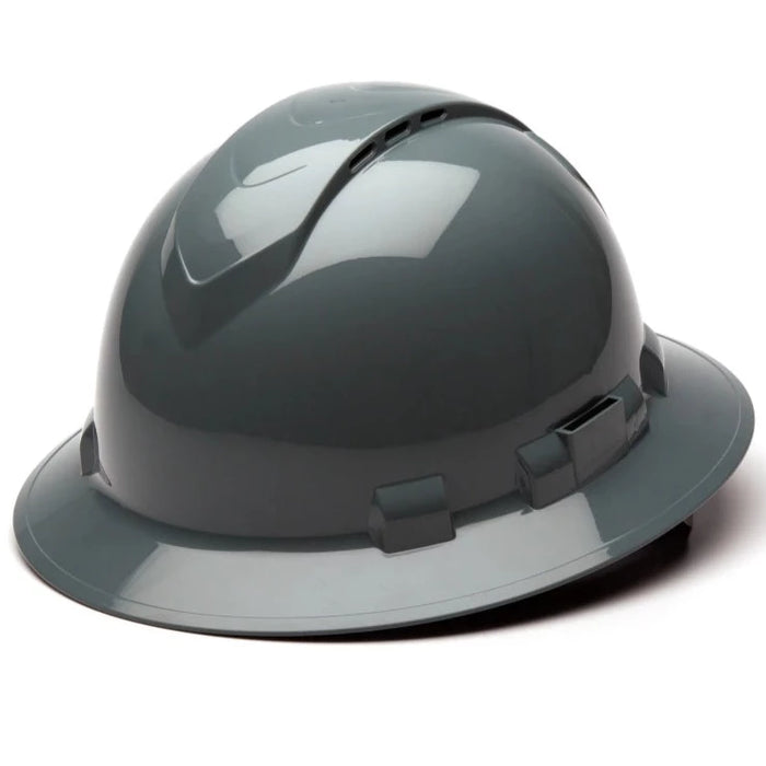 Pyramex Ridgeline Vented Full Brim Hard Hat - 4-Point Ratchet Suspension - HP541V