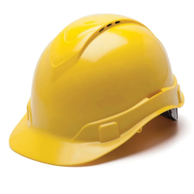 Pyramex Ridgeline Vented Hard Hat - 4-Point Ratchet Suspension - Yellow - HP44130V