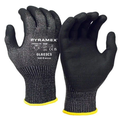 Pyramex Tear Resistant Nitrile Dipped ANSI Cut Level A4 Safety Gloves - GL603C5