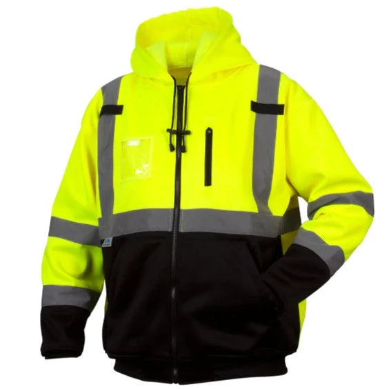 Safety Drawstring Pyramex® Weather Resistant Drawstring Hood Hi Vis Safety Sweatshirt ...