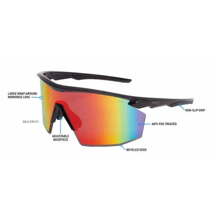 Pyramex® Lightweight Half Frame Mirrored Safety Glasses - Anti Fog - PMXSPEC
