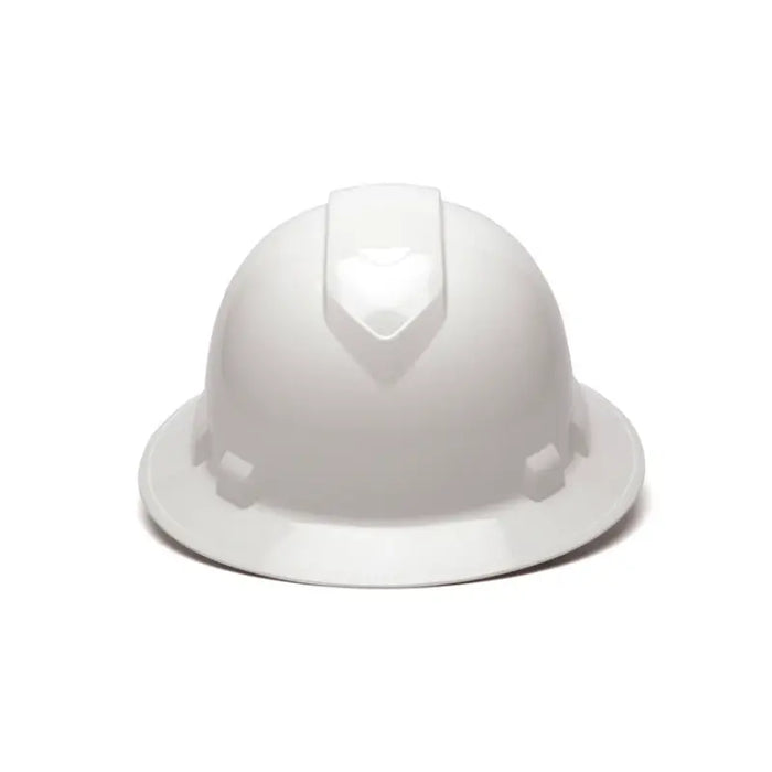 Pyramex White Full Brim Hard Hat - ANSI Class G Safety Helmet With Ratchet Suspension, HP24110 Model
